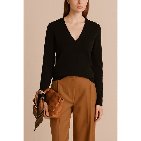 Rivamonti By Brunello Cucinelli Wool Silk Knit V-Neck Sweater Black Small - Picture 1 of 9